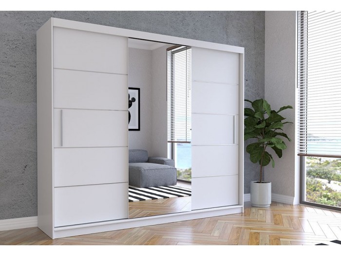 Гардероб с огледало ALBA (корпус бял/лице бял)